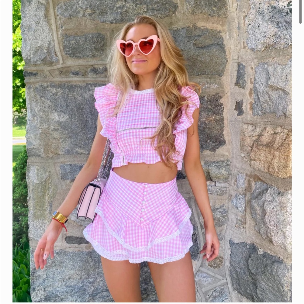 Pink gingham two piece set